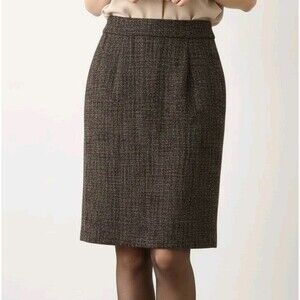 ​Calvin Klein Black White Tweed Pencil Skirt Sz 2 Classic Prep Academia Workwear
